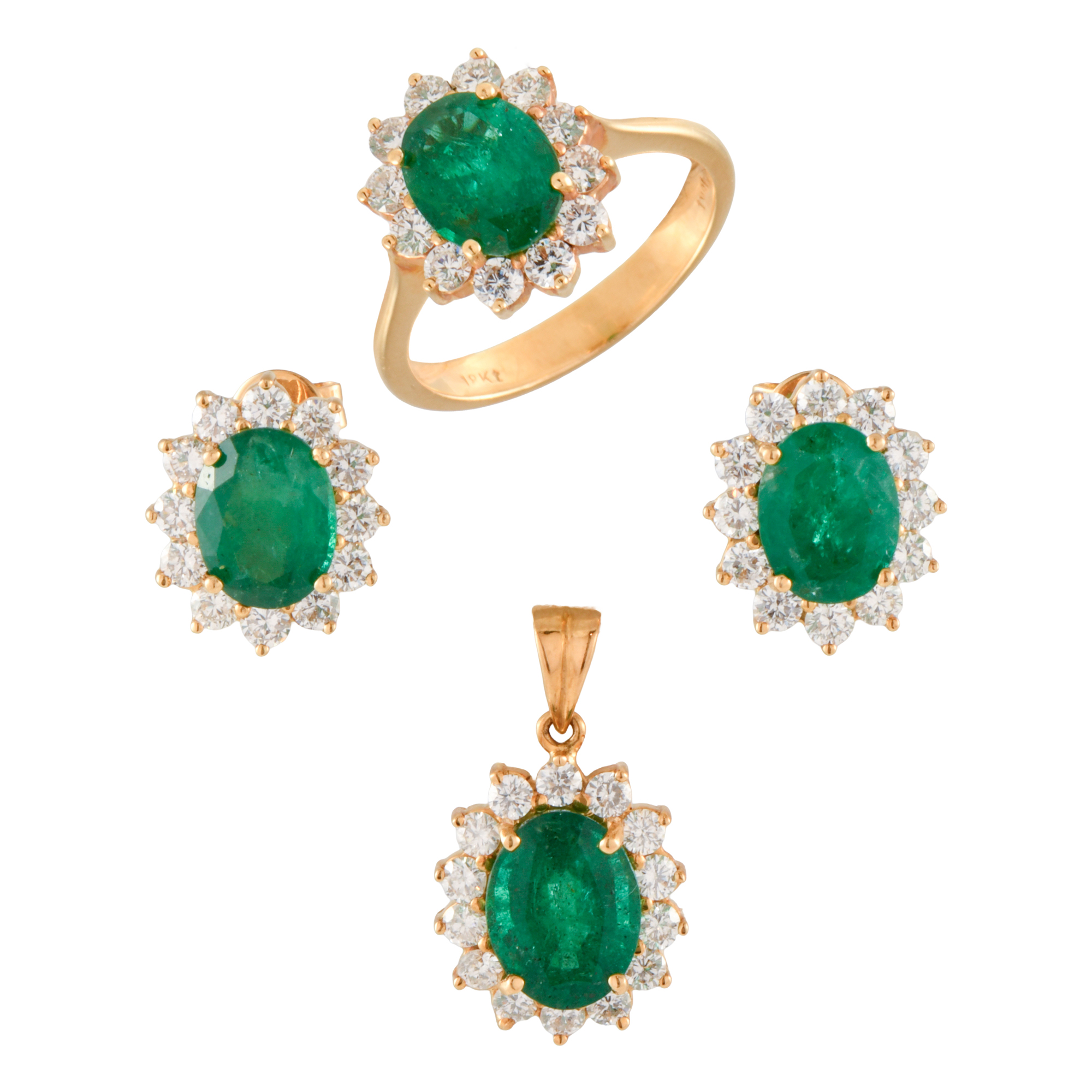 Earrings, pendant and ring set, 1960's