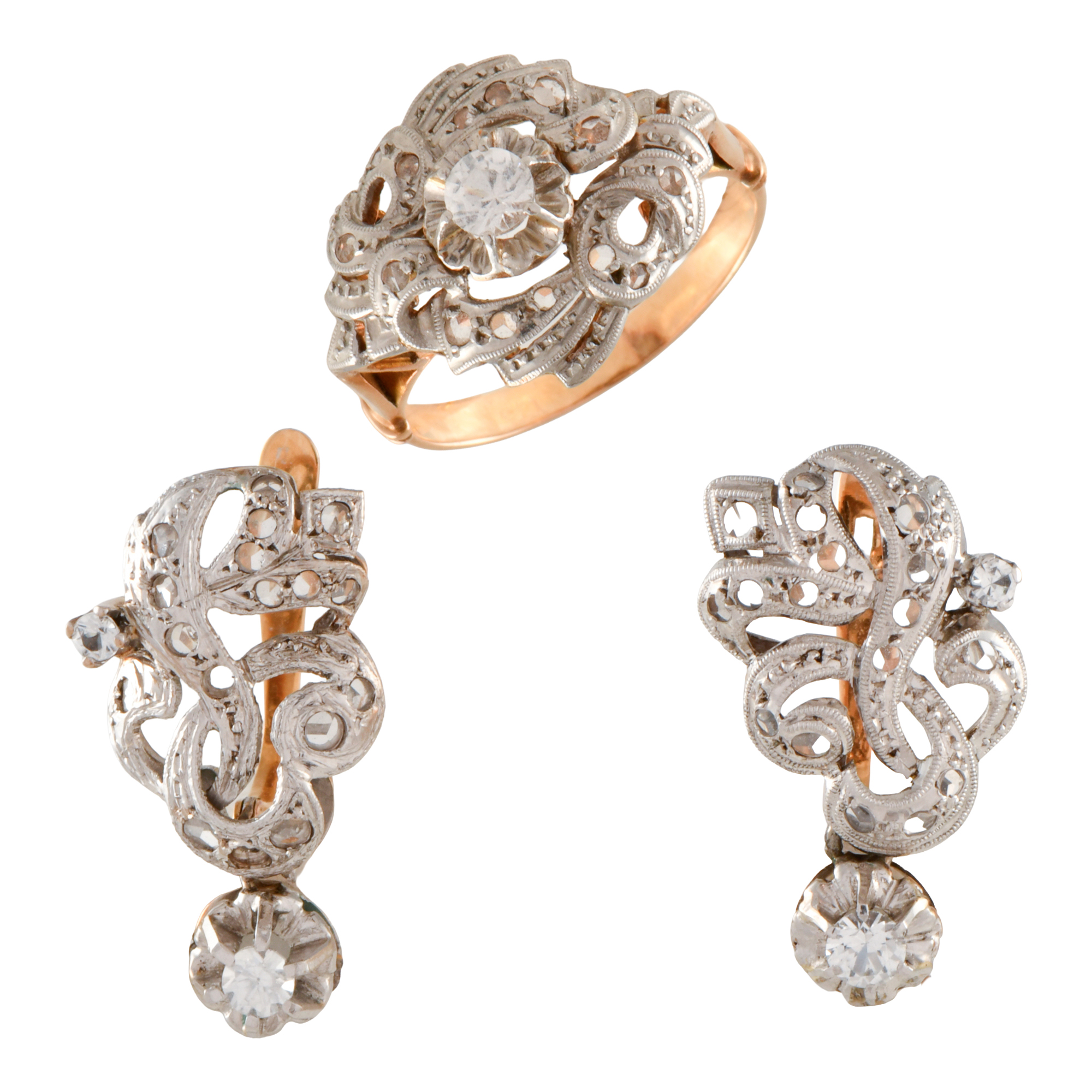 Earrings and ring set, 1920's.