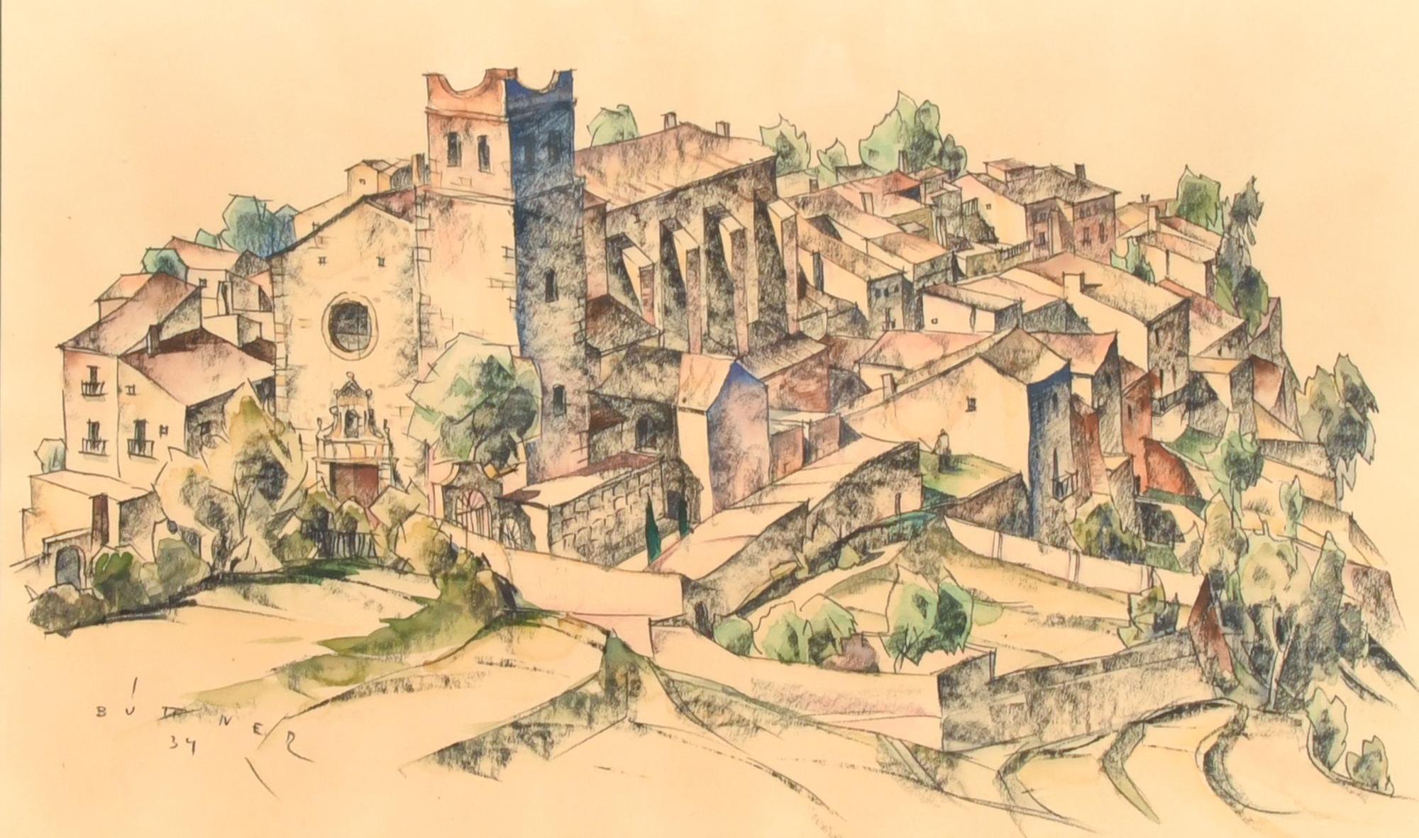 ERICH BUTTNER (1889-1936). Study "Village and church", 1934.