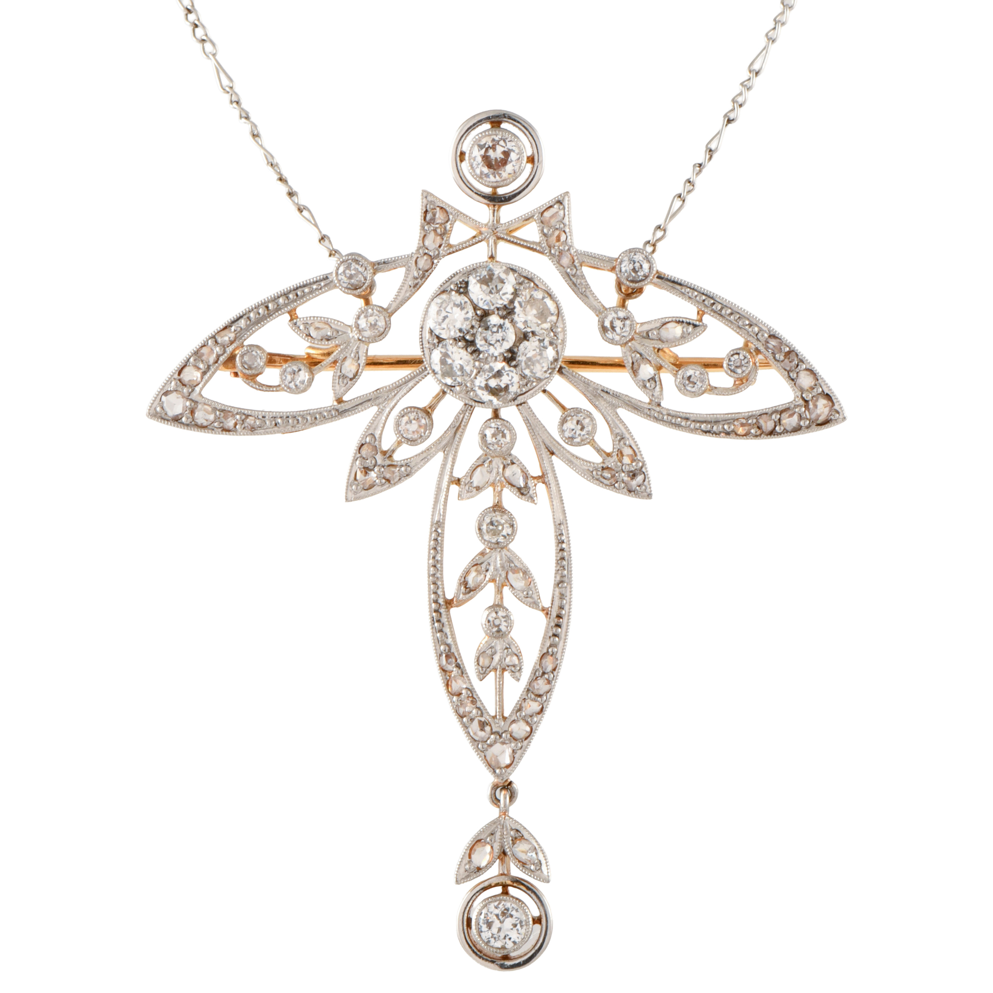 Art Deco brooch/necklace withc diamonds