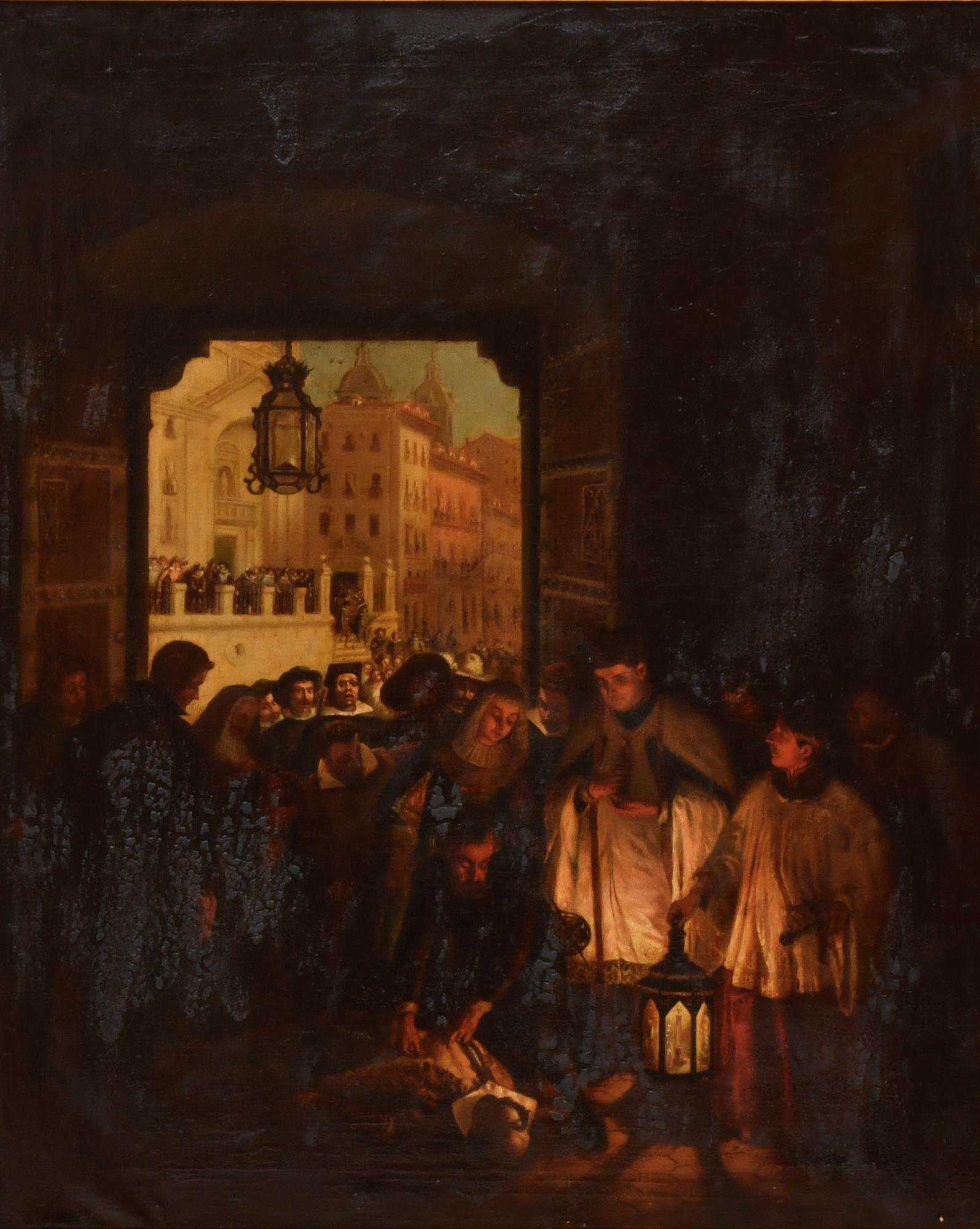 19TH CENTURY, SPANISH SCHOOL. "Muerte del Conde de Villamed