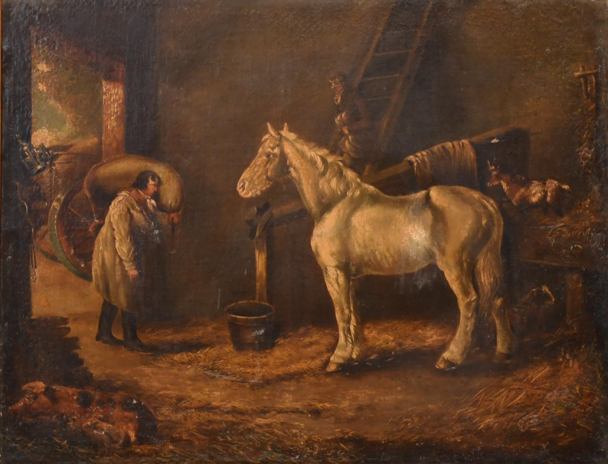 ESCUELA INGLESA, SIGLO XIX-XX. "Interior de establo".