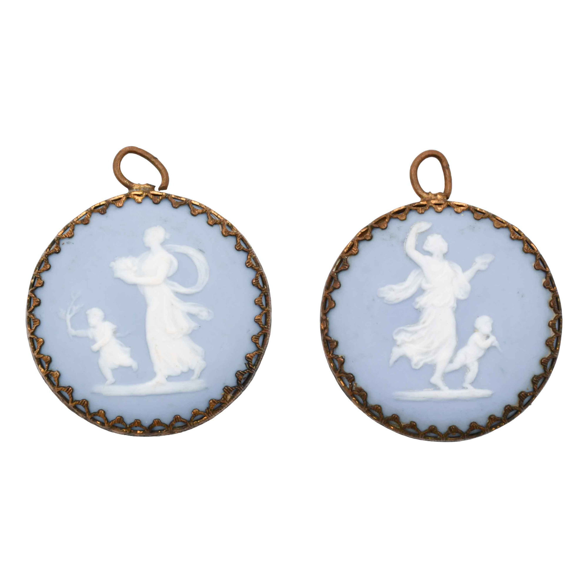 Pareja de colgantes camafeos Wedgwood, fin. siglo XIX - pps
