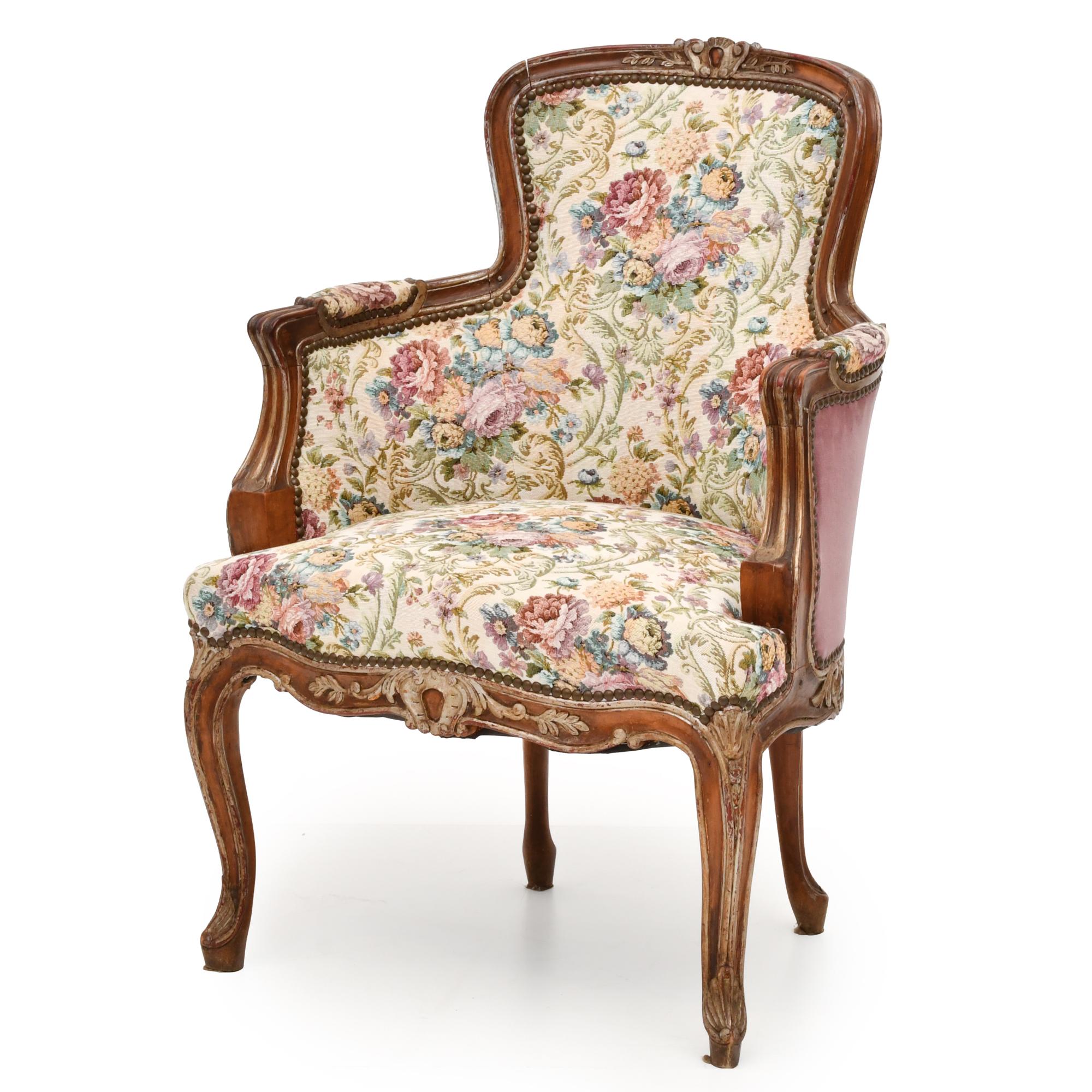 Sillón estilo Luis XV, siglo XIX.