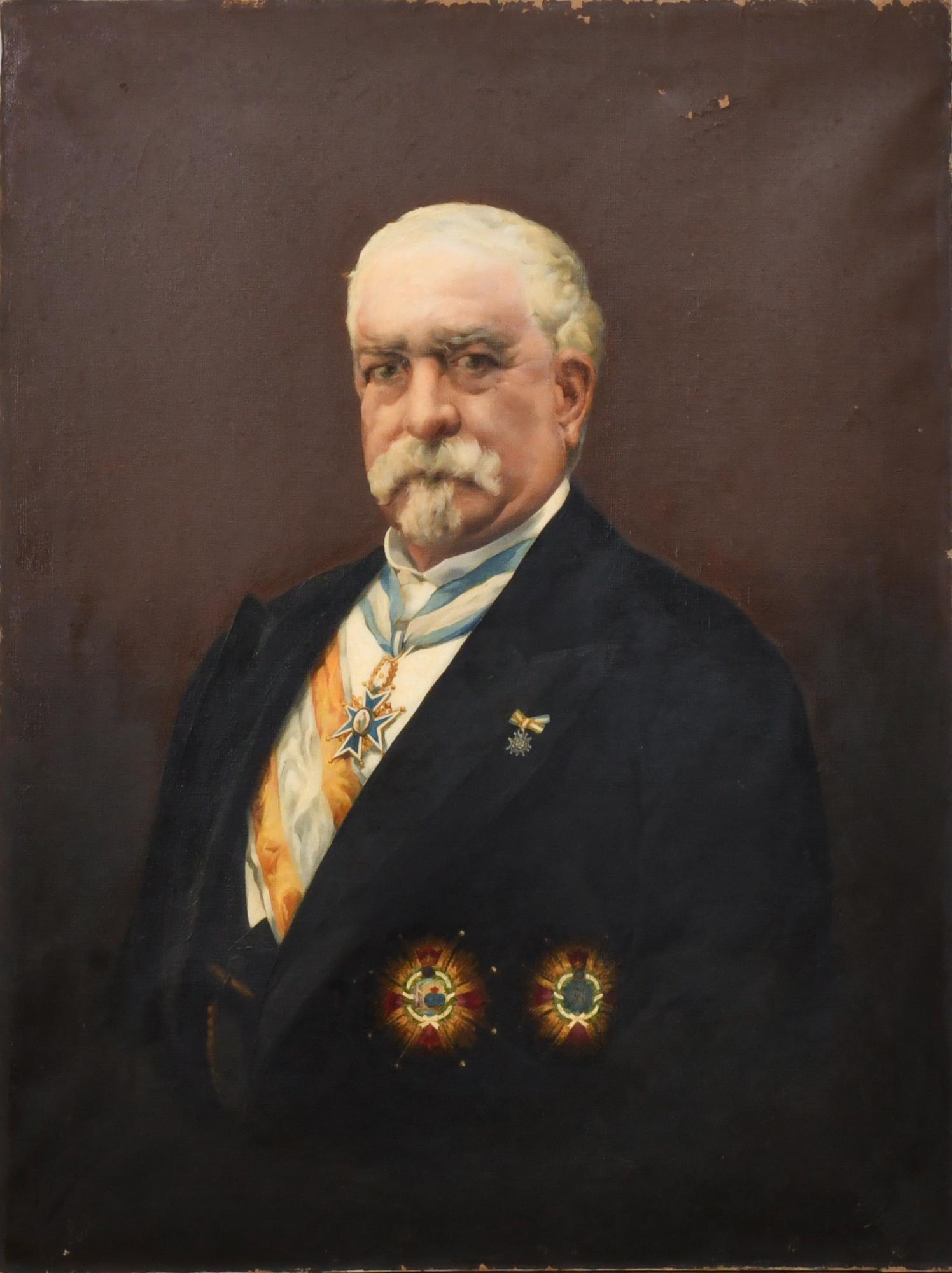 ENRIQUE SANZ SANZ (XIX-XX). "Retrato caballero con medalla"