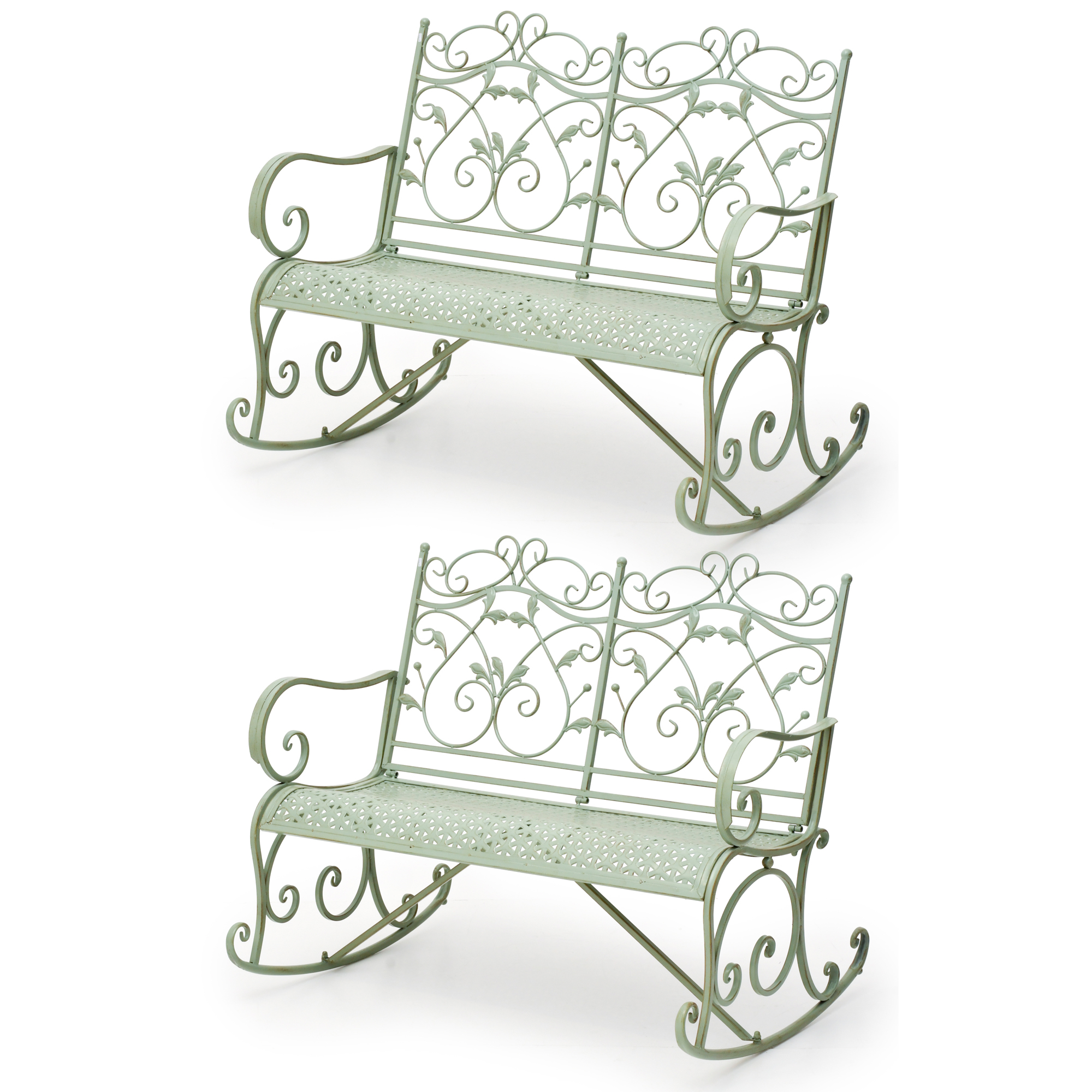 Pareja de bancos-balancín para jardin, siglo XX.