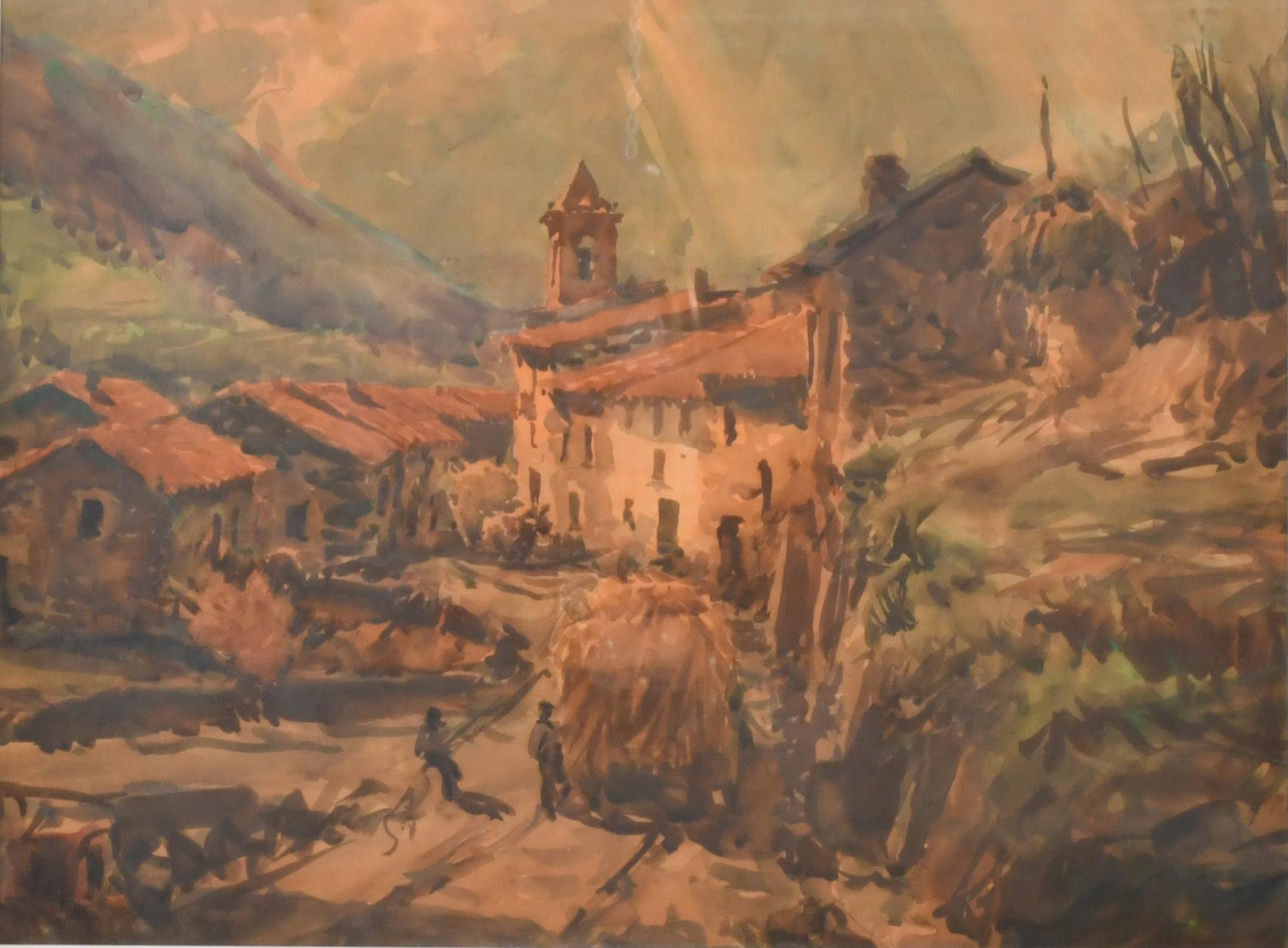 CEFERINO OLIVÉ (1907-1995).  "Vista de pueblo".