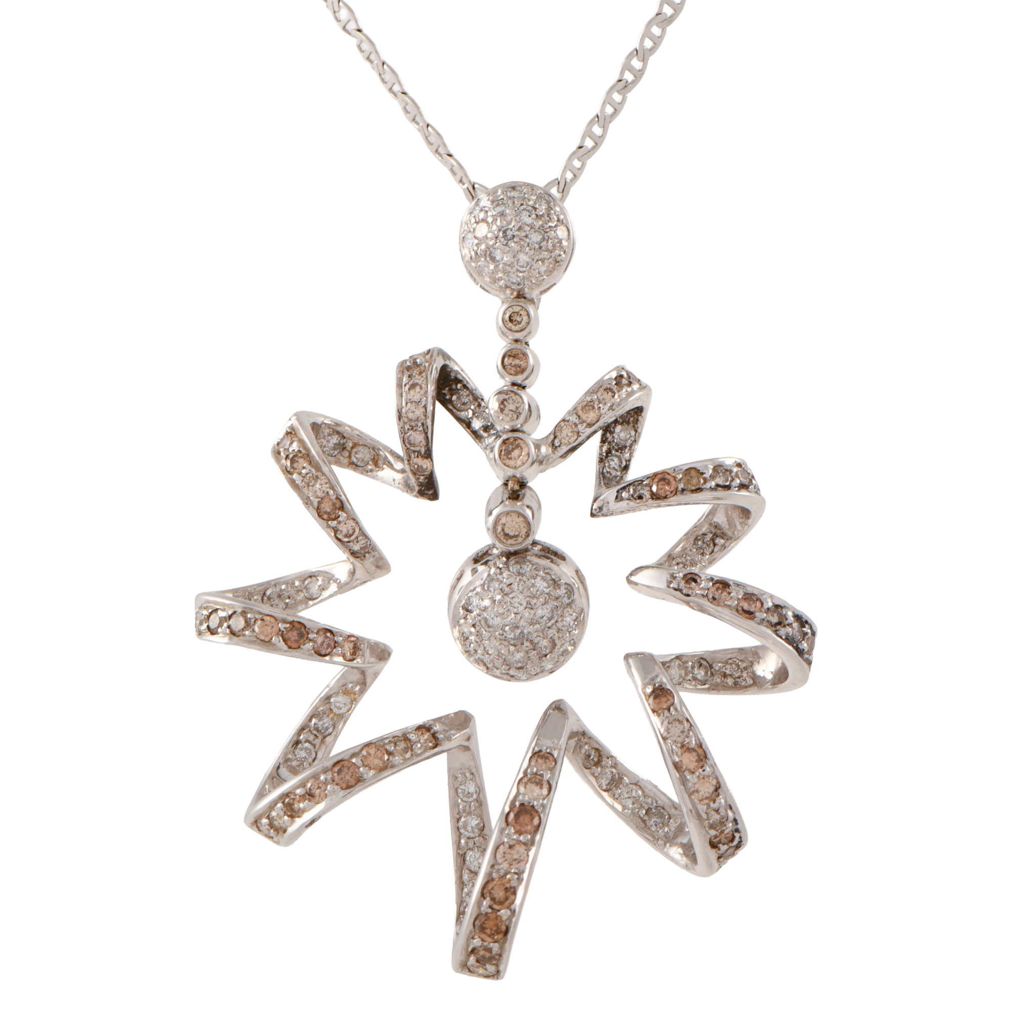 Collar con colgante en forma floral abstracta, con diamante