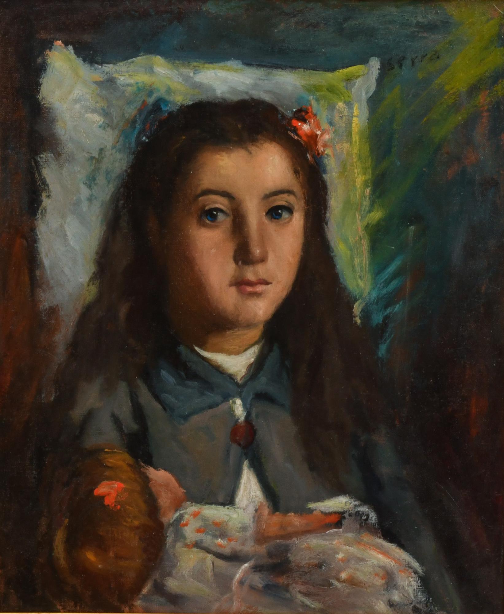 FRANCESC SERRA CASTELLET (1912-1976). "Retrato niña con muñ