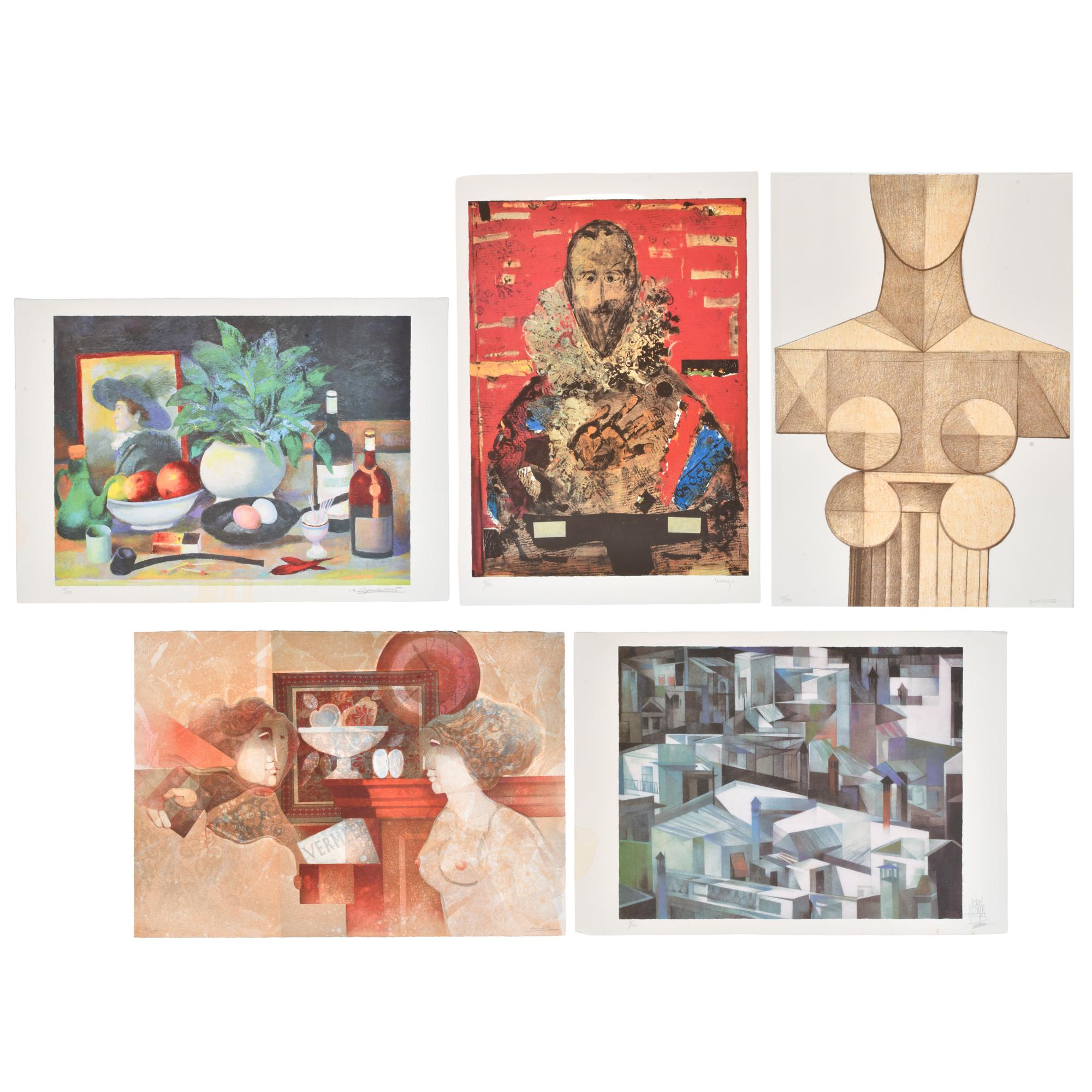 Carpeta con 5 litografías de los artistas: Jordi Alumà, A