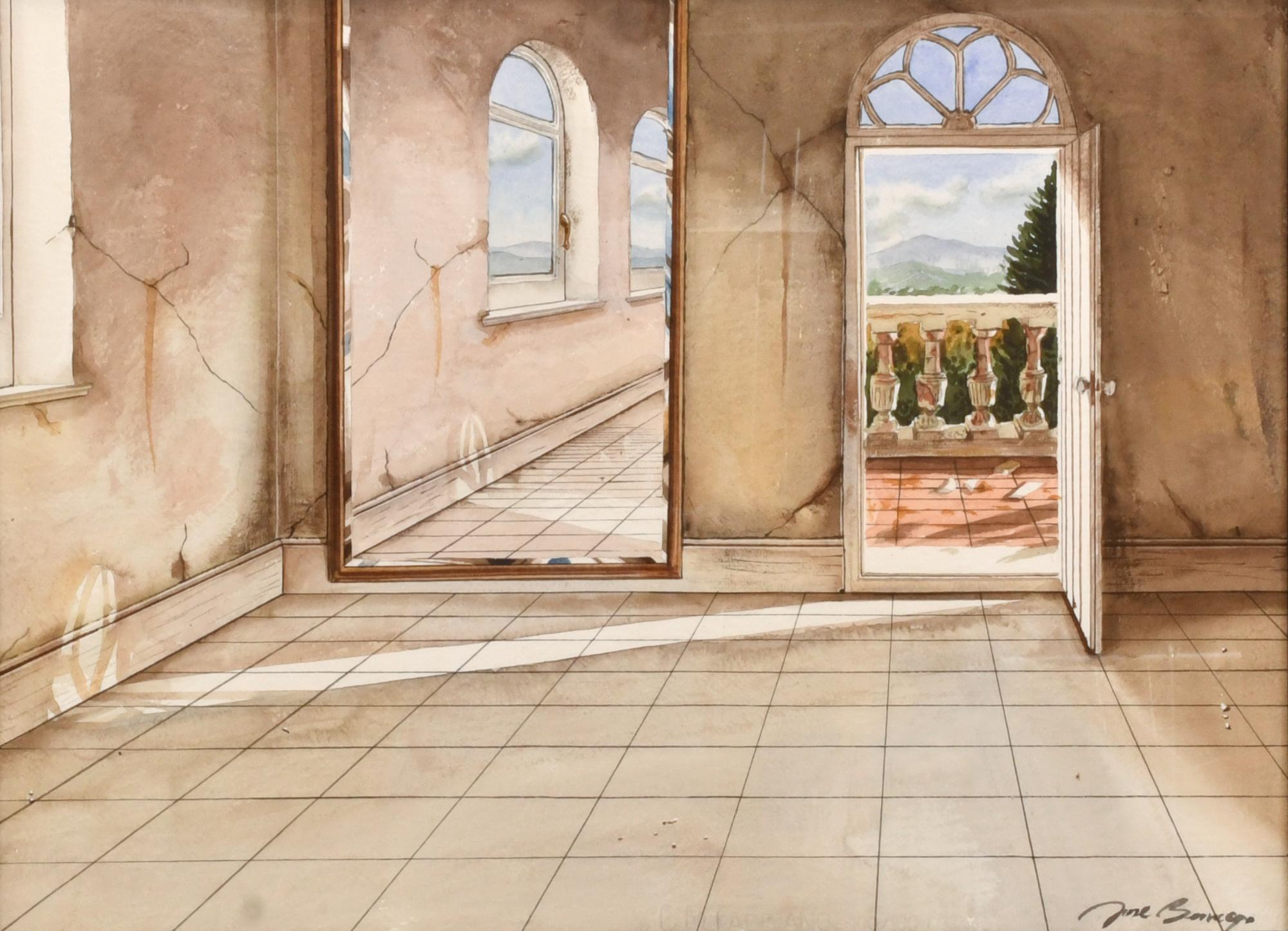 JOSÉ BERRUEZO (1952).  "Interior con vistas a la montaña".