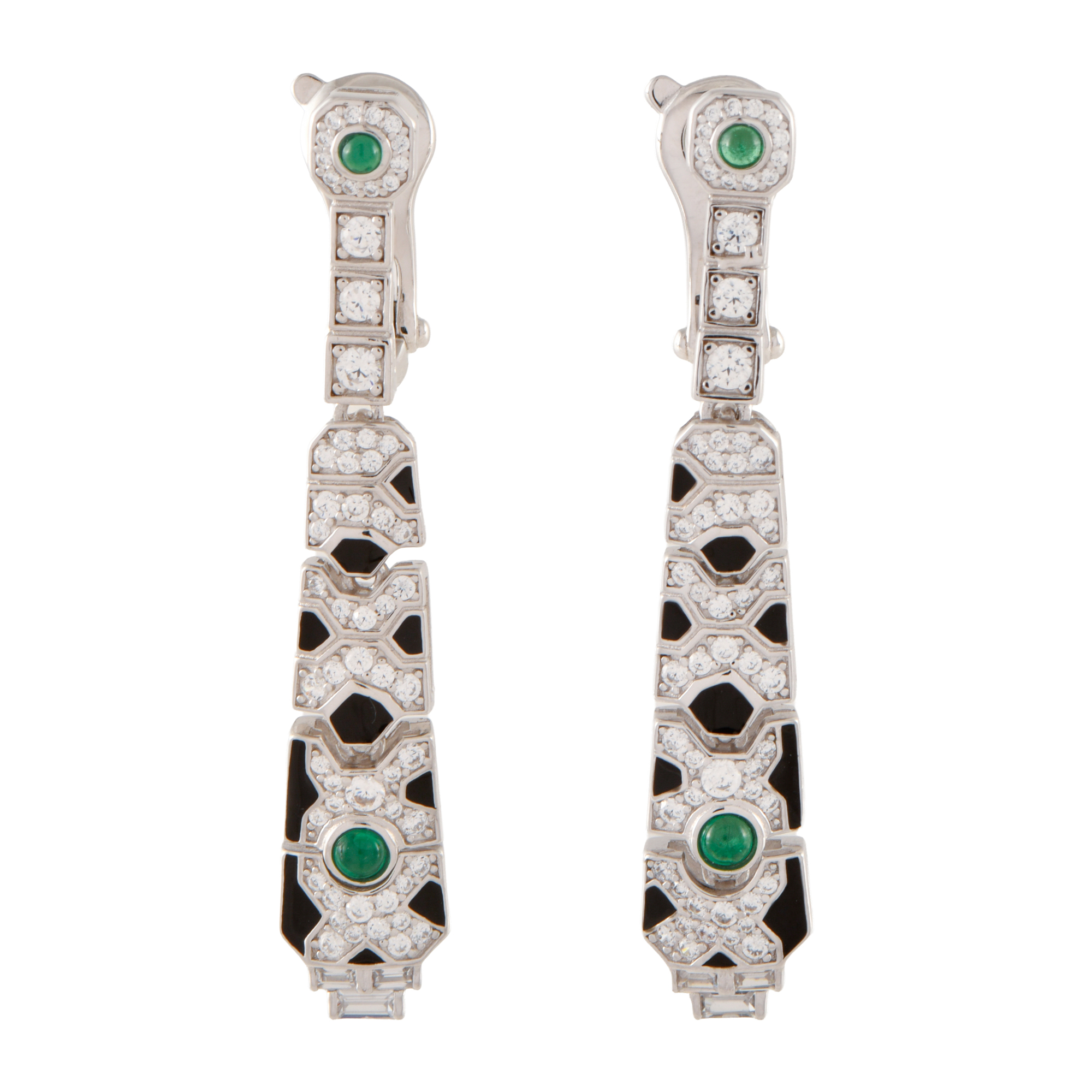 Pendientes largos articulados con circonitas.