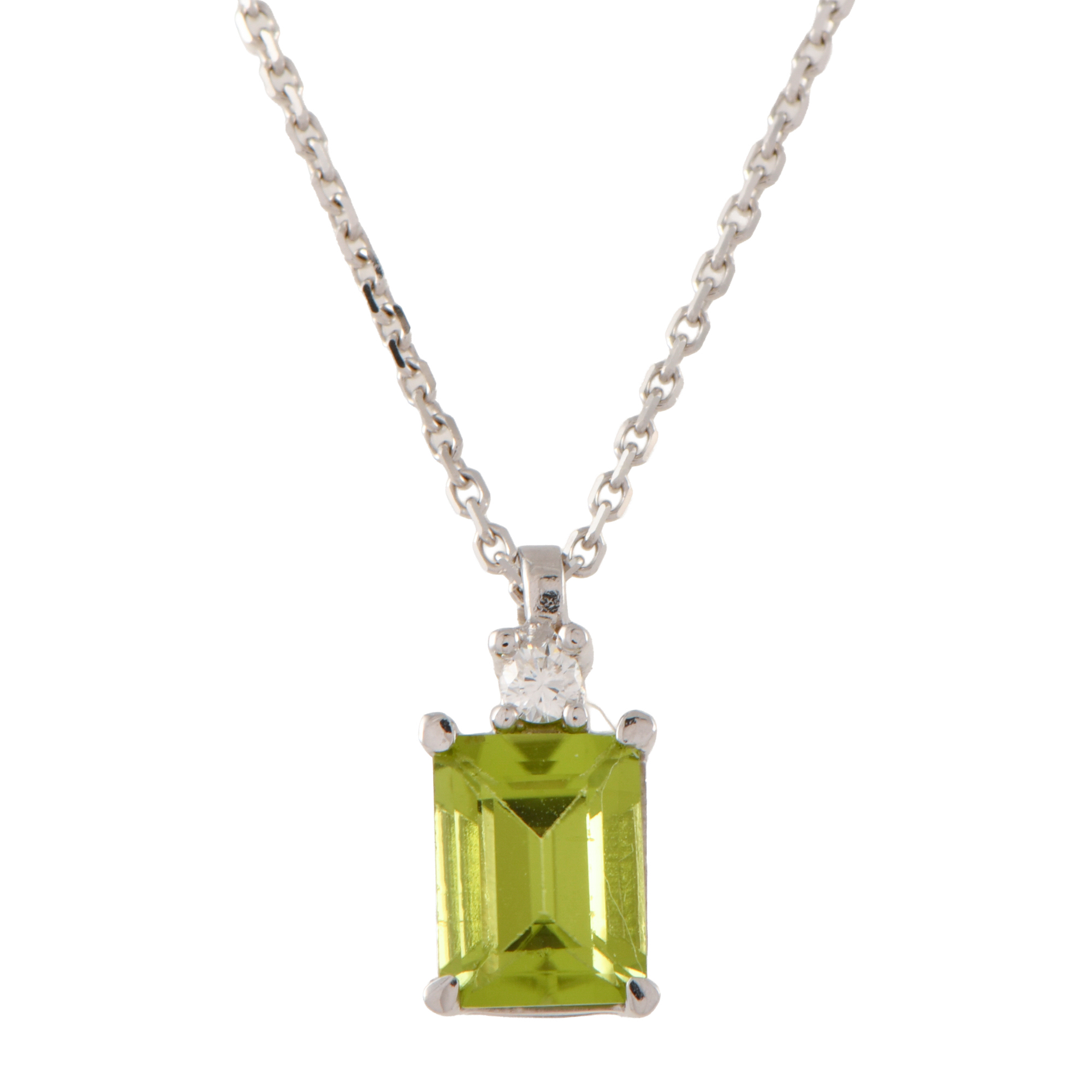 Collar con colgante con olivina y diamante.