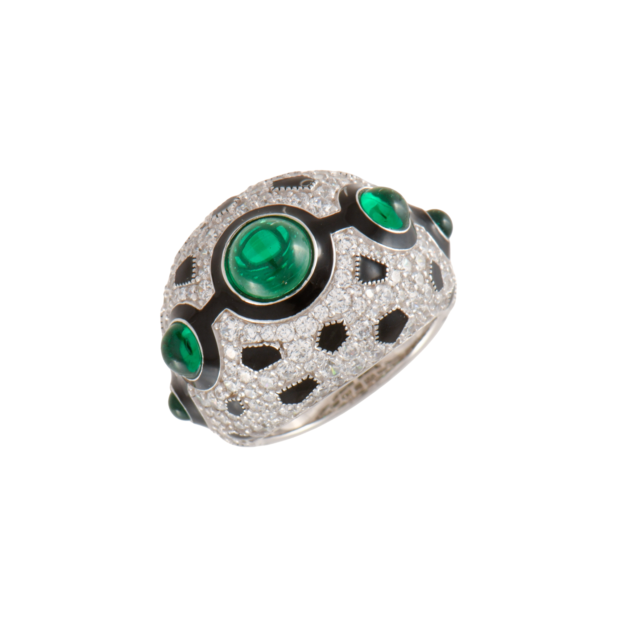 Anillo bombé con pavé de circonitas.
