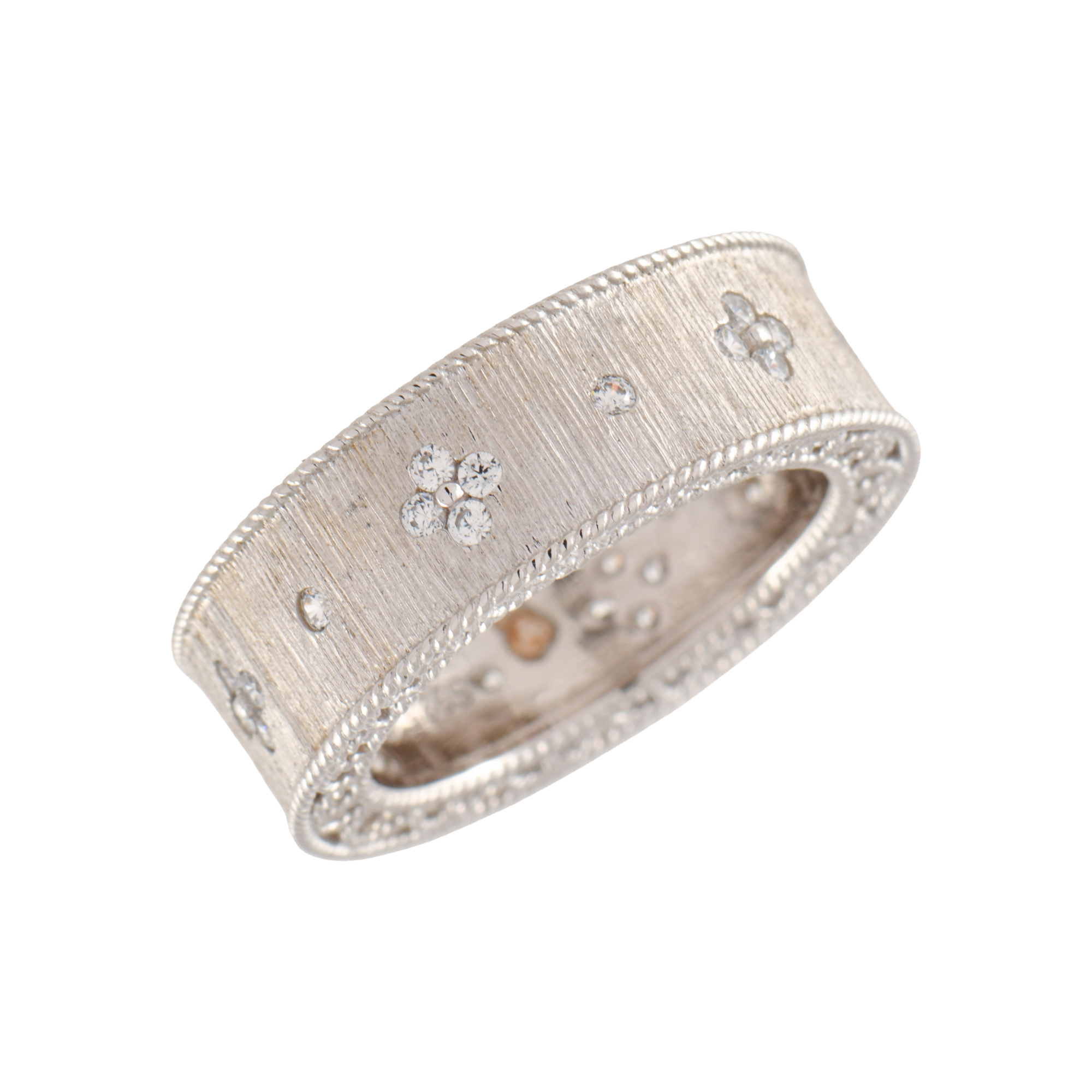 Anillo ancho con circonitas.