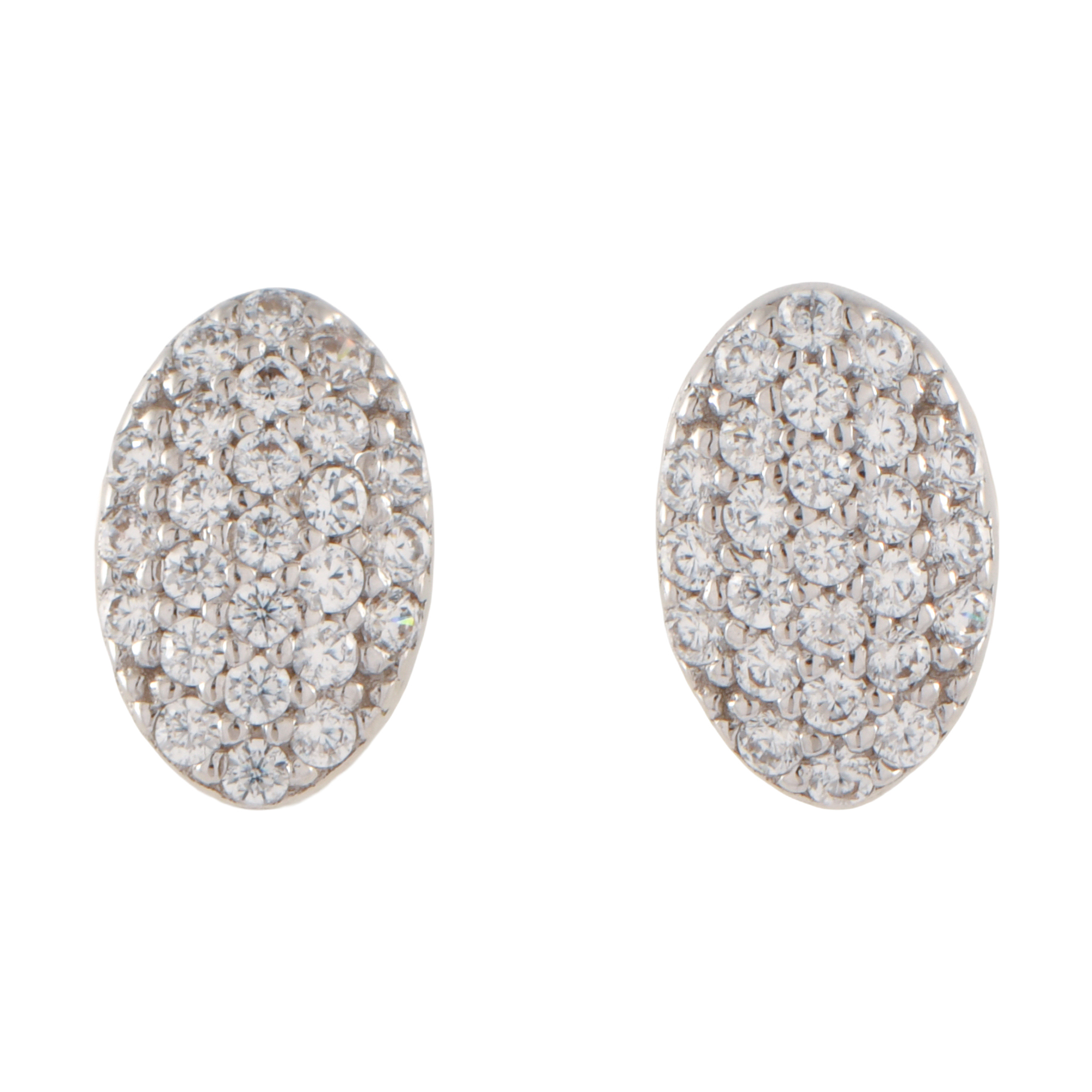 Pendientes en forma oval con pavé de circonitas.
