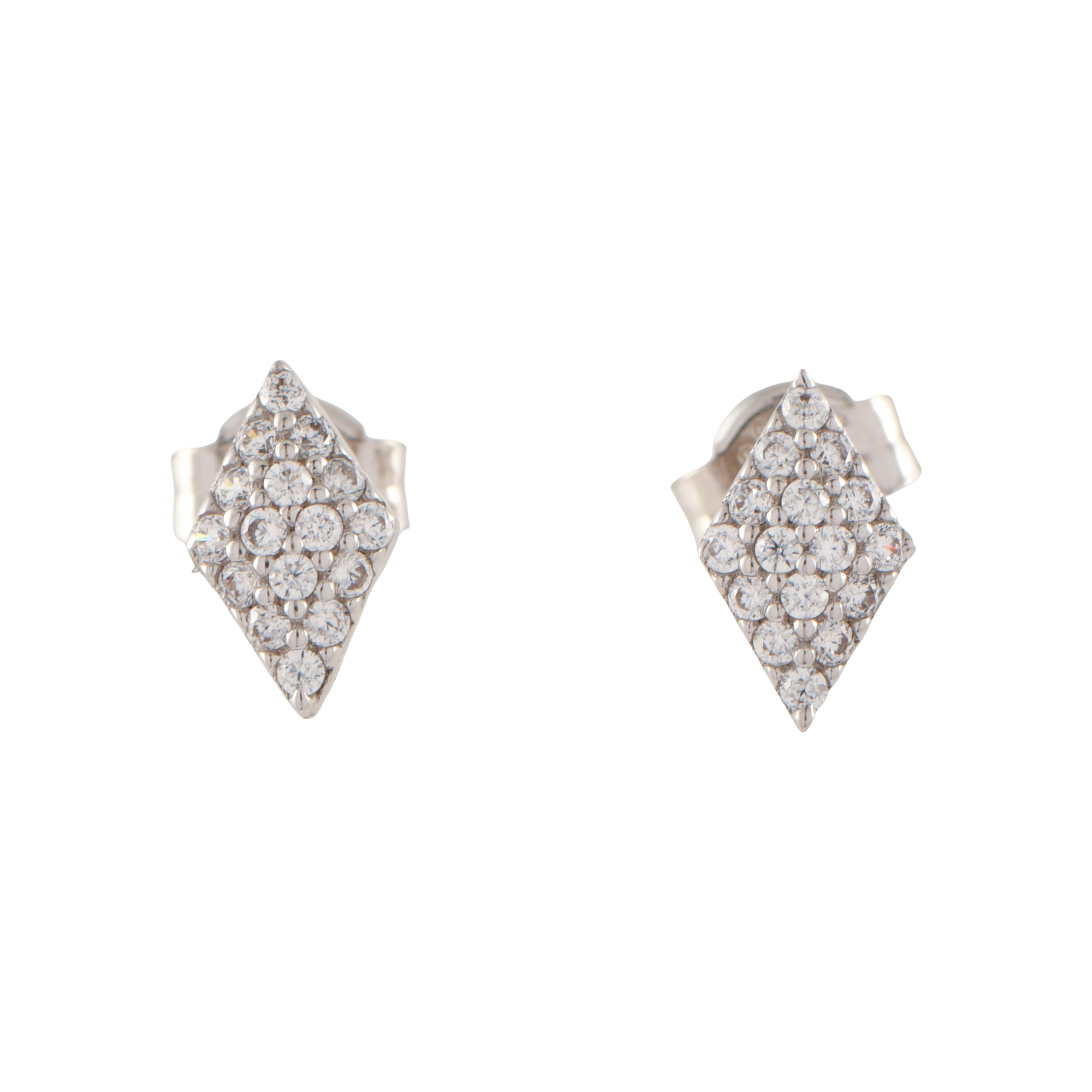 Pendientes en forma de rombo con pavé de circonitas.