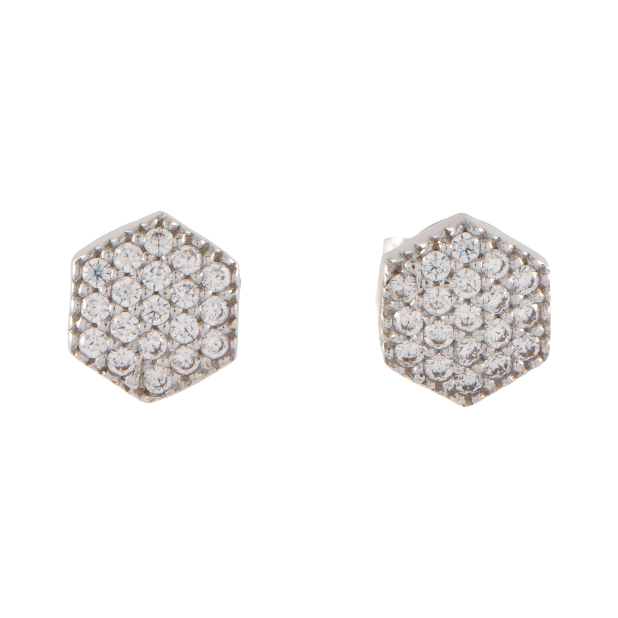 Pendiente en forma hexagonal con pavé de circonitas.