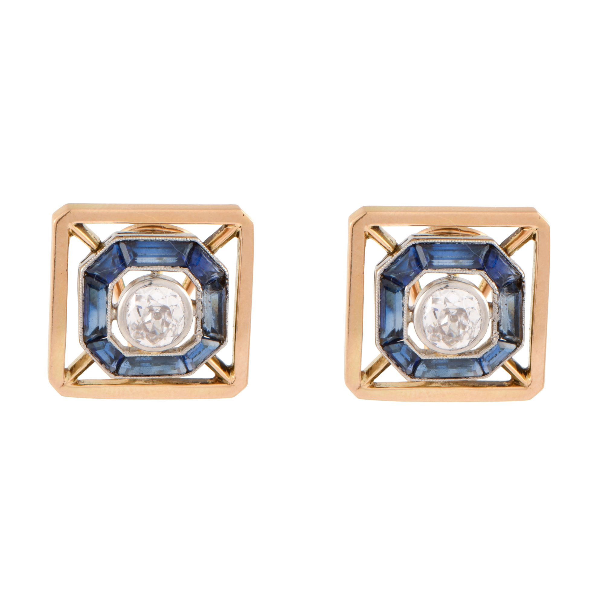Pendientes estilo art déco con diamante central orlado de z