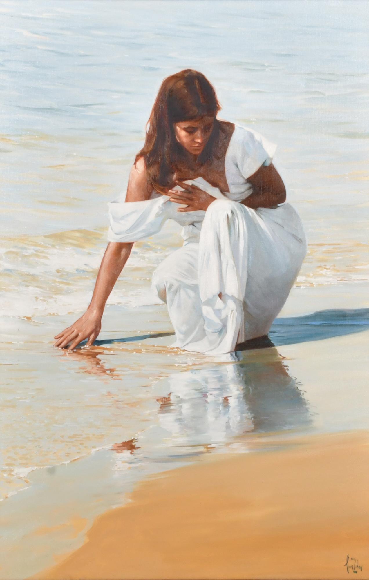 LLUÍS RIBAS CASTELLSAGUE (1949). "Joven en la playa".