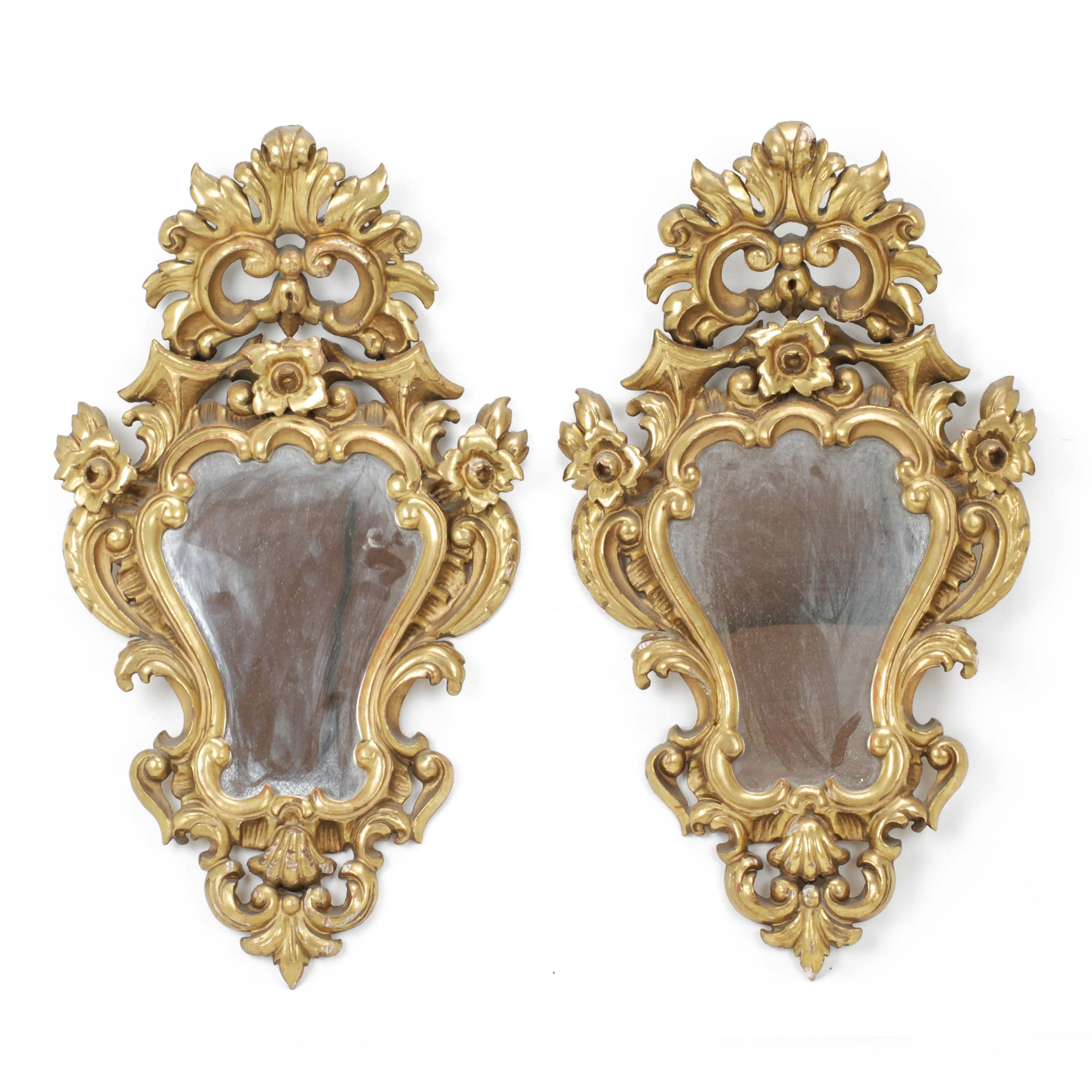 PAIR OF SMALL CORNUCOPIAS, MID C20th.