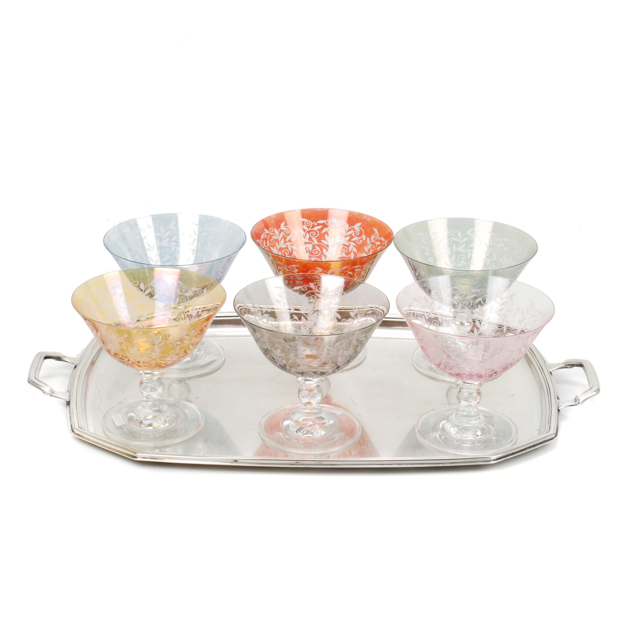SET OF 6 PROBABLY CZECH GLASSES, SECOND HALF OF 20TH CENTUR