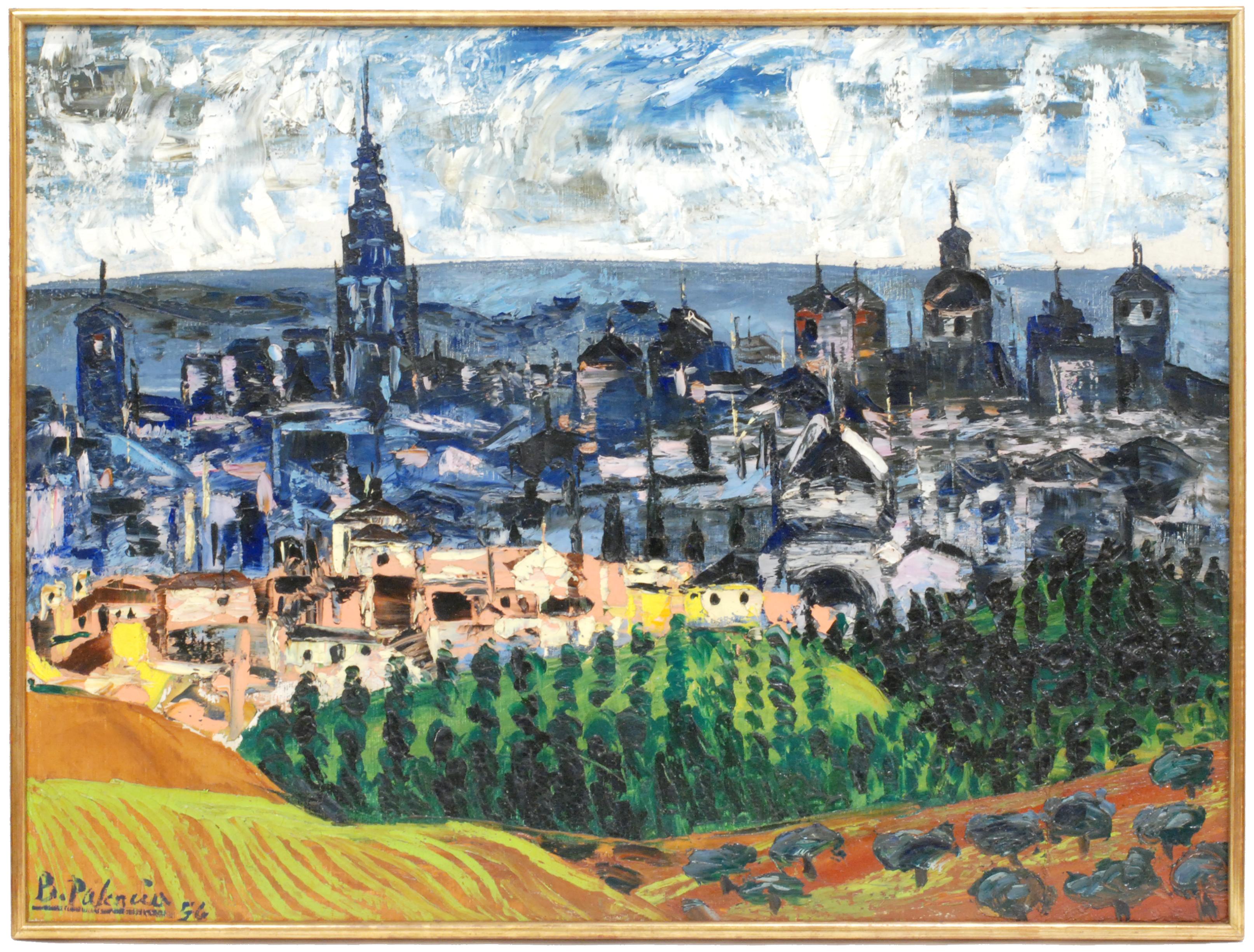 BENJAMÍN PALENCIA (1894-1980), Vista urbana, Óleo sobre lie