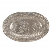 12-BANDEJA ORNAMENTAL EN PLATA, PROBABLEMENTE SIGLO XIX