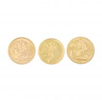 52-TRES MONEDAS EN ORO.