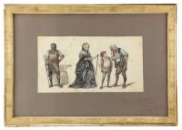 428-TOMÁS PADRÓ i PEDRET (1840-1870)Estudios para personajesTécnica mixta sobre papel