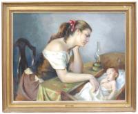 750-FRANCISCO RIBERA GOMEZ (1907-1990)"Maternal"Óleo sobre lienzo