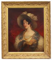 776-FERDINANDO CAVALLERI (1794-1865)Dama en el teatroÓleo sobre lienzo