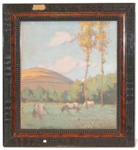 741-JOAQUIM TERRUELLA MATILLA (1891 – 1957)Campo con vacasÓleo sobre tabla