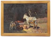 500-MIGUEL ACEVEDO (1947)"El burro y el perro"Óleo sobre lienzo