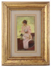 464-LLUIS MASRIERA (1872-1958)Dama en carrozaÓleo sobre lienzo