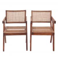 160-PIERRE JEANNERET (GINEBRA, SUIZA, 1896-1967)"Office cane chair", pareja de sillones de oficina, circa 1956.