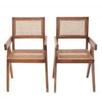 162-PIERRE JEANNERET (GINEBRA, SUIZA, 1896-1967)"Office cane chairs", pareja de sillones, circa 1956.