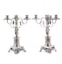 22-TWO SILVER CANDLESTICKS, BARCELONA, FIRST HALF OF THE 19TH CENTURY.