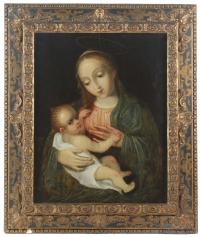 623-ESCUELA ITALIANA, SIGLO XIX. La Virgen con el Niño.