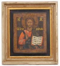 449-ESCUELA RUSA PROBABLEMENTE DEL SIGLO XVIII "Cristo Pantocrátor", icono.
