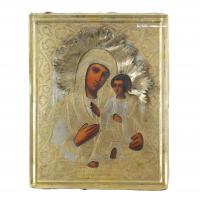 451-ESCUELA RUSA, SIGLO XIX. "Virgen con el Niño", Icono.