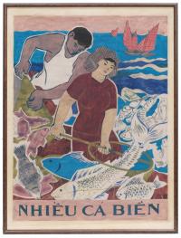 739-DUONG ANH (1953). CARTEL REVOLUCIONARIO VIETNAMITA . "Pescado de mar".