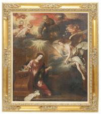 843-ESCUELA ESPAÑOLA DEL SIGLO XVIII. "Anunciación de la Virgen".