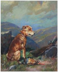 801-JOSEP SERRASANTA (1916-1998). "Perro de caza".