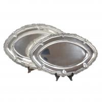 41-COUPLE OF SPANISH SILVER TRAYS, MID. 20TH CENTURY.