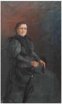 856-RAMÓN CASAS Y CARBO (1866-1932).."Retrato señora con paraguas". .Óleo sobre lienzo..