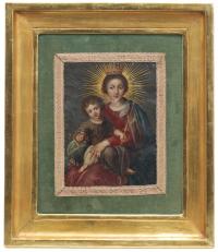 726-ESCUELA  FLAMENCA DEL SIGLO XVIII. "Virgen con niño".
