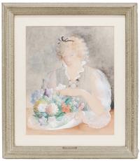 752-OLGA SACHAROFF (1889-1967). "Joven con flores".
