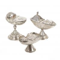 50-THREE SPANISH INCIENSE BURNER IN EMBOSSED AND ENGRAVED SILVER, 18TH CENTURY.