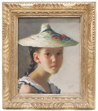 775-FRANCESC SERRA CASTELLET (1912-1976). "Retrato niña con sombrero".
